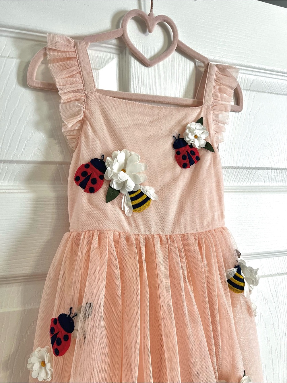 Mini Boden Kids’ Ladybug & Bee Appliqué Tulle Dress - Picture 7 of 7
